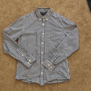 White and blue checkered dress shirt mens medium